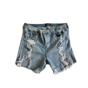 Torrid Feel The Fit Cutoff Shorts Plus Sz 18 Light Wash Distressed Stretch Denim